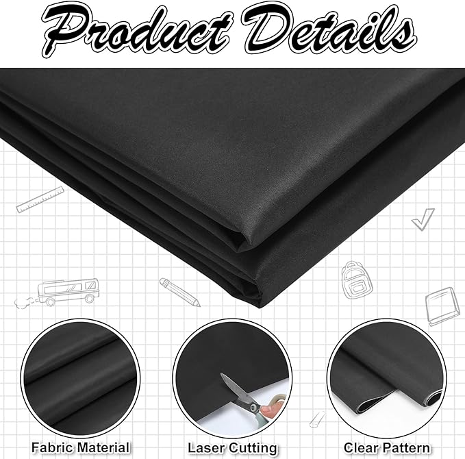 Bulletin Board Fabric 48 '' x 107 '' Class Fabric for Classroom Bulletin Board Decor, Pillows, Curtains, Crafts(Black)