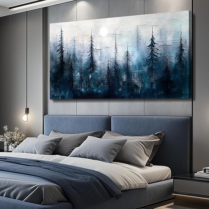 KELIYUAN Large Wall Decor Canvas Painting Wall Art For Bedroom Living Room Decor Abstract Foggy Forest Landscap Artwork Print Picture For Home Decor Room For office Room Wall Decoration 30x60 In