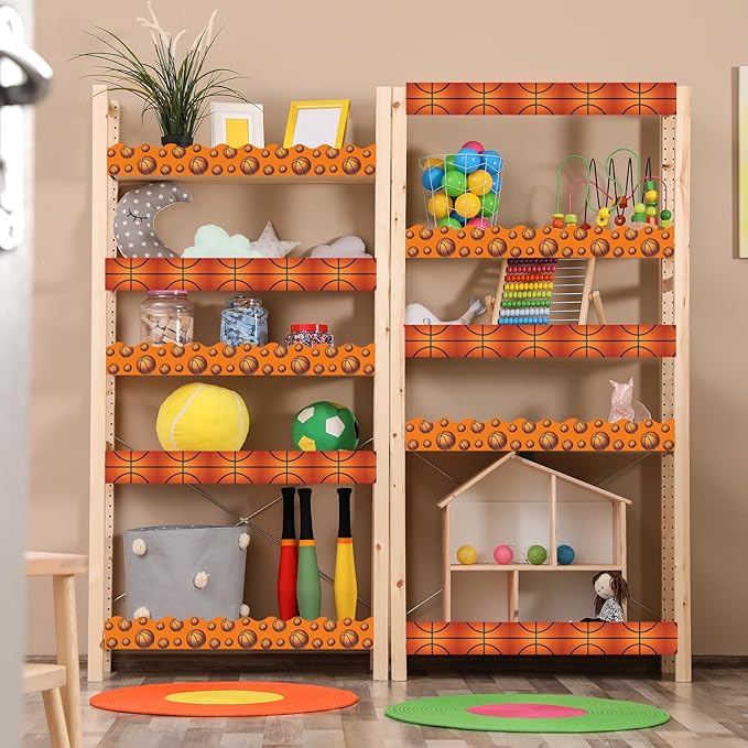65.6ft Bulletin Board Border Decorations - 2 Rolls Basketball Trim, Reusable Classroom Edging for Back to School Decor, Teacher Homeschool Supplies
