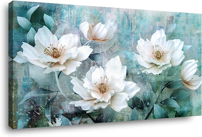 Canvas prints abstract roses wall art for living room grey green painting watercolor paintings flowers floribunda framed canvas prints decor home bedroom decor office