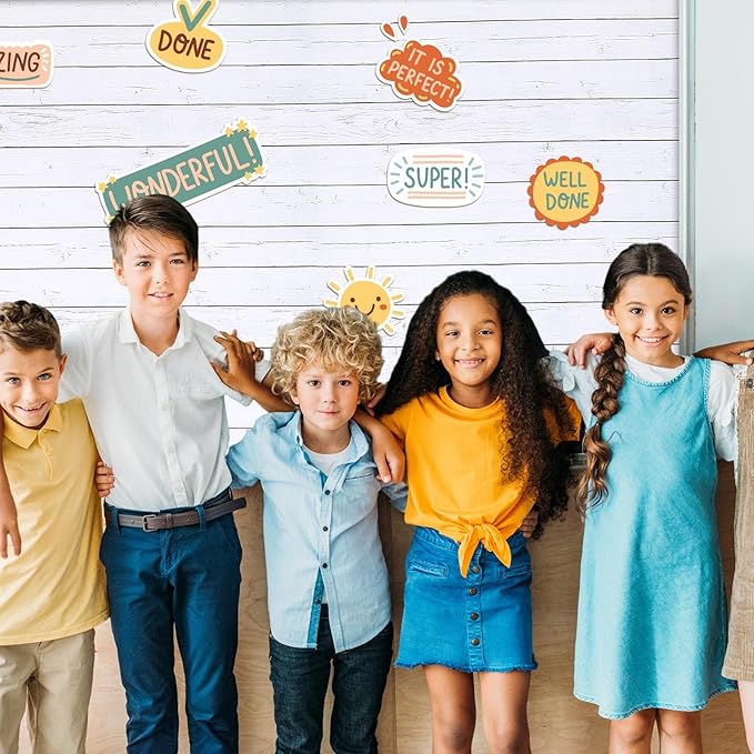 Bulletin Board Paper 48'' x 107'' Class Boards for Classroom Bulletin Boards Everyone is Welcome Classroom Board Decor Pillows Curtains Crafts(White Wood,1 Pc)