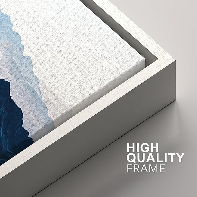 SIGNFORD Framed Wall Art Print Set Snowy Mountain Valley Majestic Winter Alpine Scene Digital Art Modern Art Contemporary for Living Room, Bedroom, Office - 24"x36"x3 White
