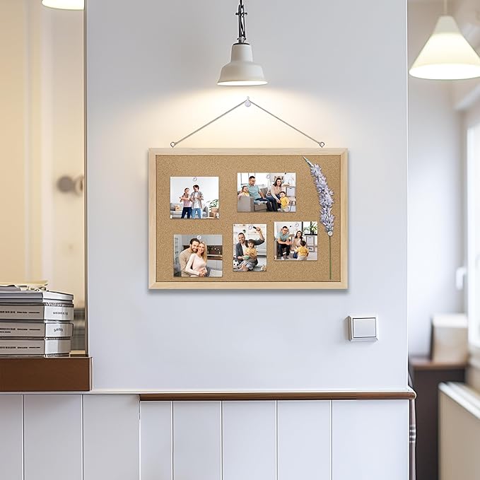 Cork Board Bulletin Board,17"X 12" Cork Board for Office with Pin Oak Wood Boards,Hanging Corkboards for Office Home School Message Board or Vision Board Decoration.