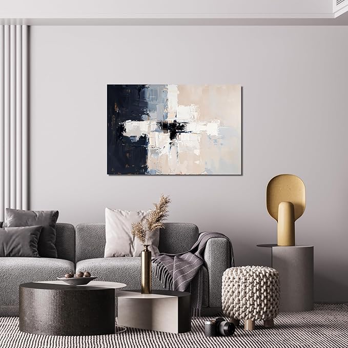 Abstract Wall Art Decor Modern Wall Art Pictures for Living Room Abstract Canvas Art Wall Decor Artwork for Walls Black and White Wall Art Decor White Wall Art Prints Home Office Decorations 32" X 48"