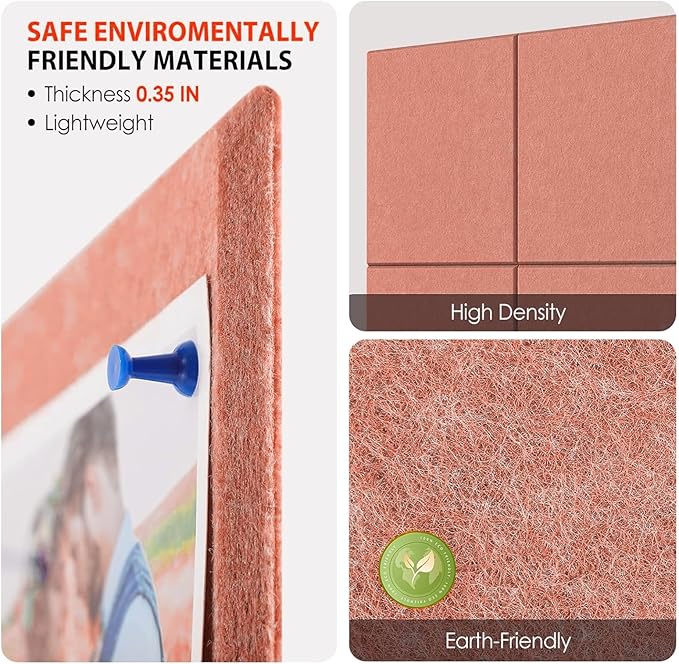 Large Cork Bulletin Board Alternative for Offices, Size 60 x 35 inches - 15-Pack; Felt Bulletin Board Dart wall Protectors for Office Walls, Schools, and Home décor, Orange Color.