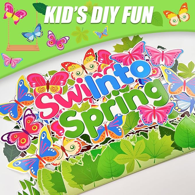 Spring Butterfly Tree Bulletin Board Set Swing Into Spring Classroom Decorations Butterfly Name Tags Cutouts School Home Chalkboard Wall Window Decor for Teacher Preschool Elementary