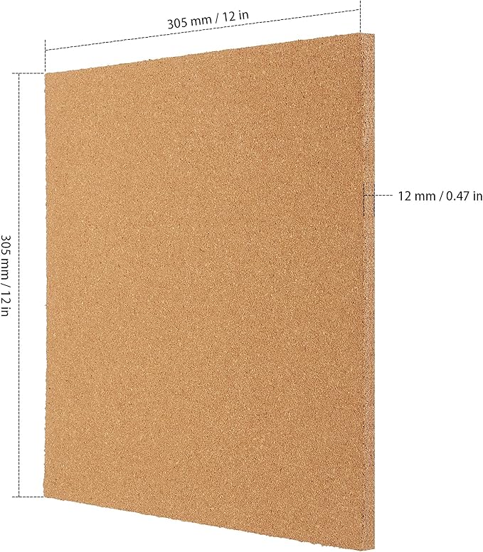 10 Pack Cork Board Tiles, 12 x 12 x 1/2 inch Bulletin Board Cork Panels, Cork Tiles with Self Adhesive for Wall Pictures, Notes, Office, Room, Home Decor