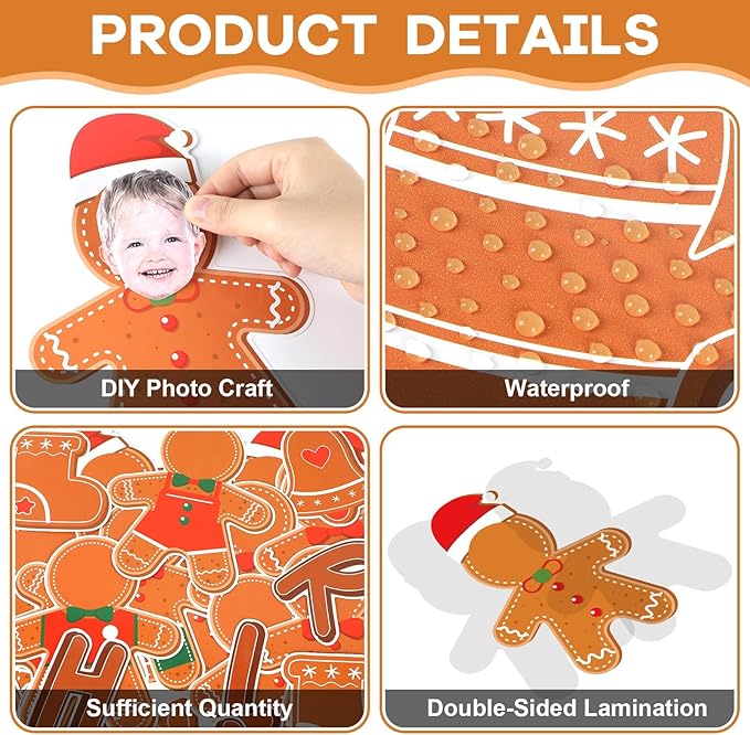 Christmas Bulletin Board Decoration Xmas Gingerbread Man Paper Cutouts DIY Photo Crafts Christmas Stocking Bulletin Board Set for Winter Holiday Classroom Wall Door Decor Home School Supplies