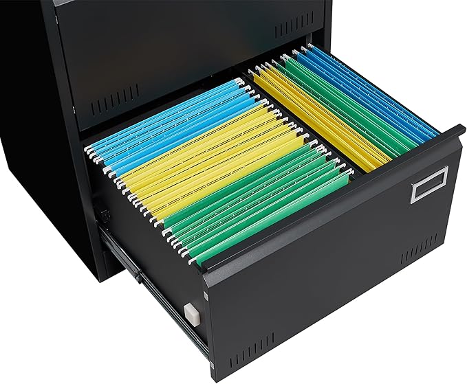 Office lateral File cabinets Filing Cabinet Cabinet with Lock, Locking Metal File Cabinets with 2 Drawers Office Cabinet for Legal Home Office Steel Lateral File Drawers (Black)