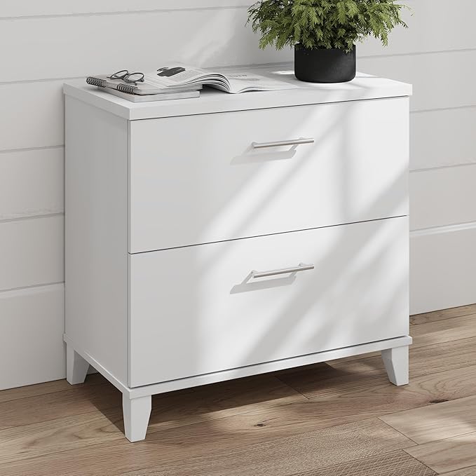 Bush Home 2 Drawer Lateral File Cabinet, Letter and Legal-Size Document Storage for Home or Professional Office, Somerset Collection, White