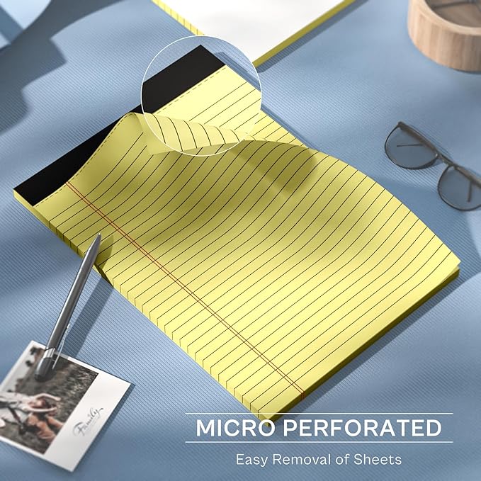 2 Pack Yellow Legal Pads 8.5x11 Yellow Notepads 30 Sheets Perforated Yellow Pads Paper Wide Ruled Writing Pad 70gsm Premium Thick Paper Double-Sided Printing Note Pads for Students, Office, Business