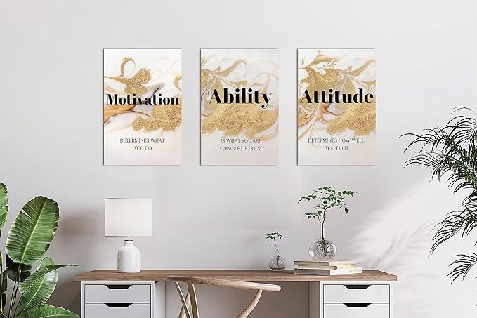 3 Piece Canvas Wall Art - Abstract Wall Decor, Motivational Quotes Canvas Print Pictures Wall Decor, Men Women Inspirational Framed Artwork Home Office Decor 12"x18" x 3 Pcs
