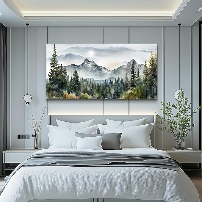 hyidecorart Large Size Wall Art For Living Room Canvas Decorations For Bedroom Modern Office Wall Decor Abstract Mountain Scenery Paintings Wall Pictures Artworks Ready To Hang Home Decoration