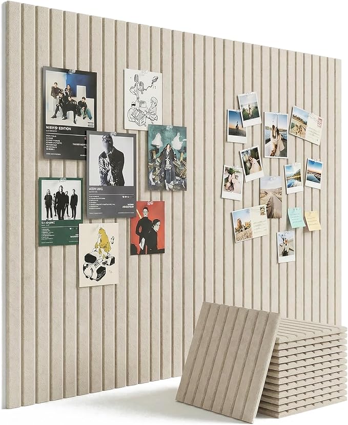 Aothia Large Felt Bulletin Board 48" x 36" Cork Board Alternative - 12-Pack with 70 Safe Removable Adhesive Tabs, Cork Boards for Walls, Cork Board for Home Office Classroom Pin Board (Oatmeal)