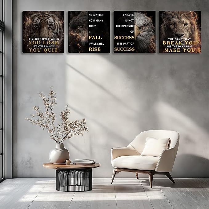 Motivational Wall Decor for Living Room Inspirational Wall Art for Office Workplace Canvas Wall Art Painting Poster Prints Artwork 16"x16"x4