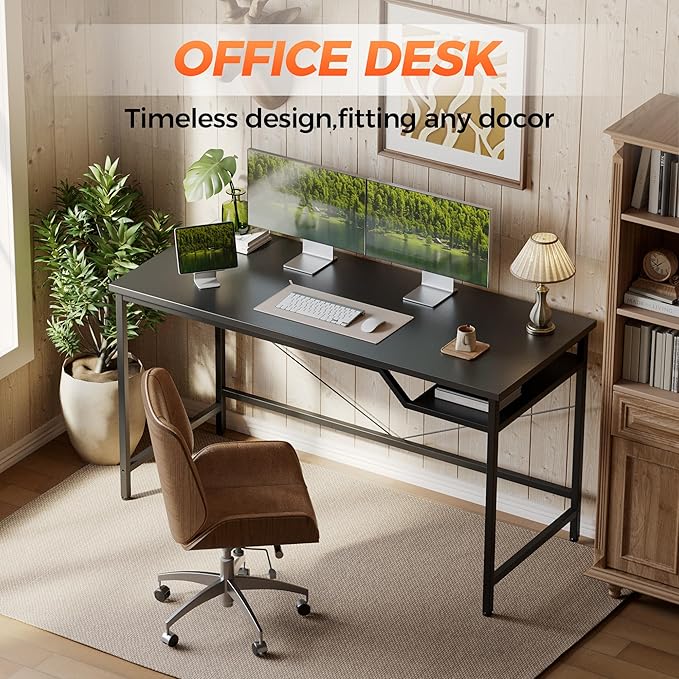 Mericonia 55 inch Computer Desk, Gaming Desk for Small Spaces, Modern Simple Style Table for Home Office, Study Student Writing Table