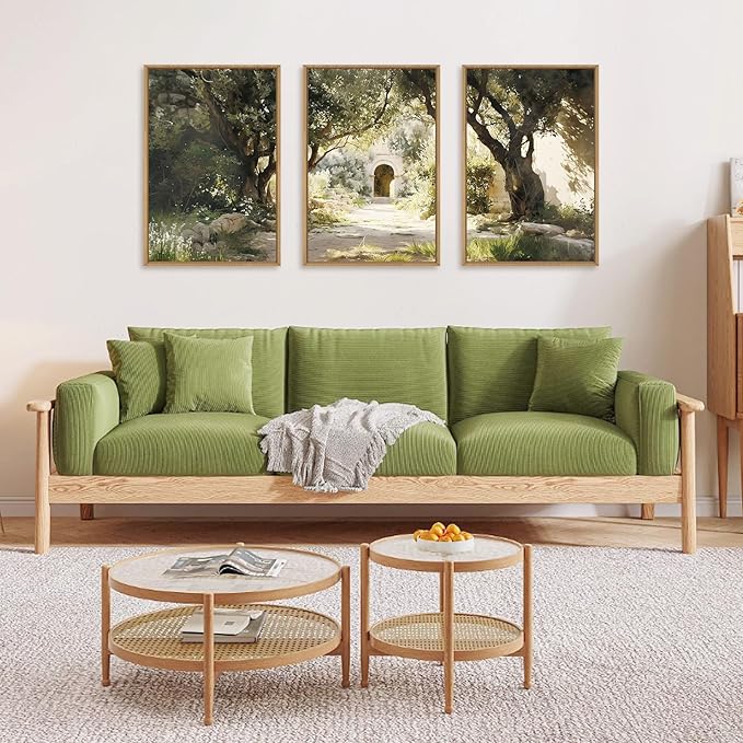Ausril Garden of Gethsemane Landscape Framed Canvas Wall Art, Jerusalem Town Villages Scenery Prints, Jesus Boho Religious Decor, Christian Bible Art Painting for Bedroom Living Room Office 16"x24"x3