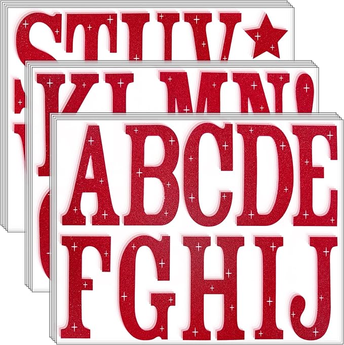 Glitter Bulletin Board Letters 155 Pieces 4 Inch Letter Stickers for Poster Board Stick on Letters for Bulletin Board Display Home School Classroom Decor(Red)