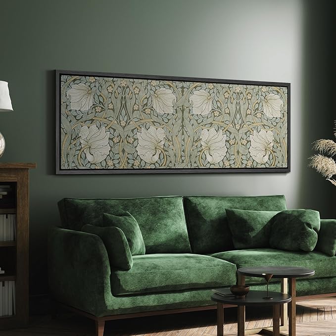 SIGNFORD Large Framed Canvas Vintage Nouveau Floral Pattern Illustrations Modern Art Calm Warm for Living Room, Bedroom, Office - 60"x20"