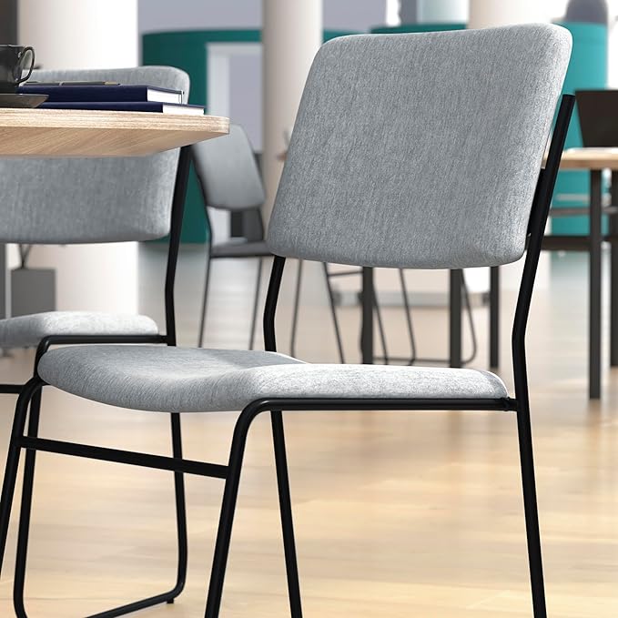 Flash Furniture HERCULES Series 500 lb. Capacity High Density Gray Fabric Stacking Chair with Sled Base