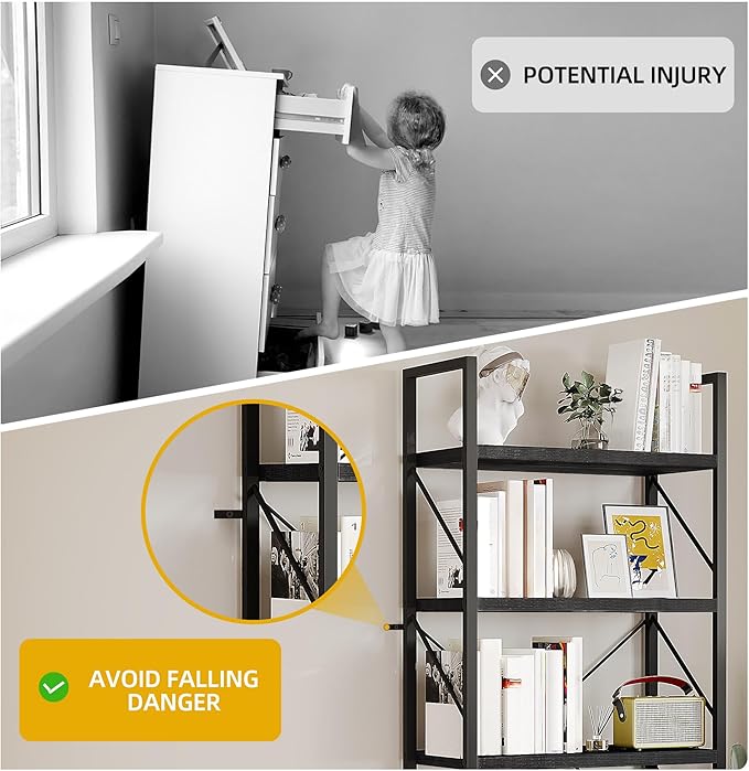 DWVO 5 Tier Bookshelf 2 Pack, Black Bookcase Storage Organizer, Modern Book Shelf Storage Rack Shelves for Bedroom, Living Room, Home Office, Black