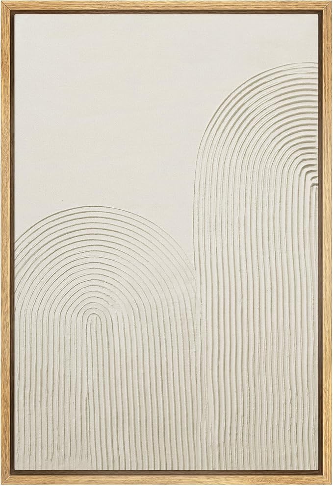 SIGNWIN Framed Canvas Print Wall Art Geometric Ring White Paint Strokes Abstract Shapes Illustrations Modern Art Decorative Rustic Multicolor Zen for Living Room, Bedroom, Office - 16"x24" Natural