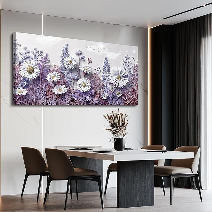 QIYILEXWART Canvas Wall Art For Living Room Large Wall Decor For Office Bedroom Decorations Daisy Fern Landscape Pictures Farmhouse Painting Artwork Room Wall Mural Aesthetic Home Decor 30x60 In