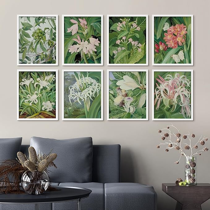 SIGNWIN Framed Poster Bathroom Decor 11"x14"x 8 White, Wall Art Room Decor Multicolor for Living Room, Bedroom, Office Botanical Floral Garden Zen Flower Classic Vintage Illustrations Bohemian