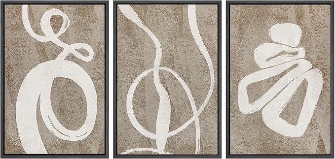 SIGNWIN Framed Canvas Print Wall Art Set Contemporary Geometric Abstract Illustrations Modern Art Decorative Nordic Abstract for Living Room, Bedroom, Office - 16"x24"x3 Black