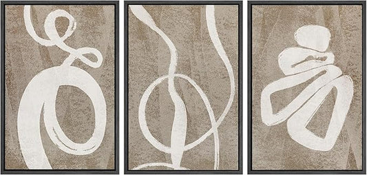 SIGNWIN Framed Canvas Print Wall Art Set Contemporary Geometric Abstract Illustrations Modern Art Decorative Nordic Abstract for Living Room, Bedroom, Office - 16"x24"x3 Black