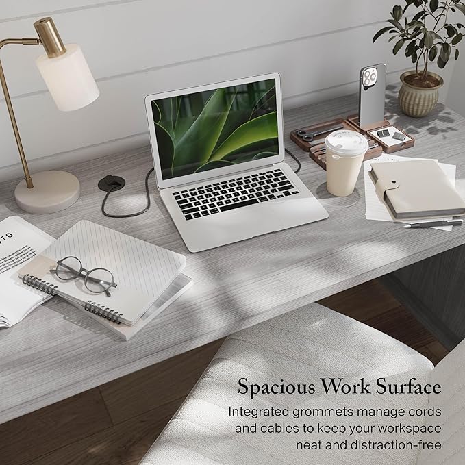 Bush Home 72-inch Home Office Desk with Drawers, Large Computer Table for Personal Workspace, Somerset Collection, Platinum Gray