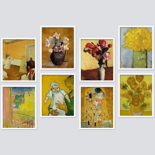 SIGNWIN Framed Poster Bathroom Decor 11"x14"x 8 White White, Wall Art Room Decor Multicolor for Living Room, Bedroom, Office Gustav Klimt Van Gogh Sunflower Classic Vintage Bohemian
