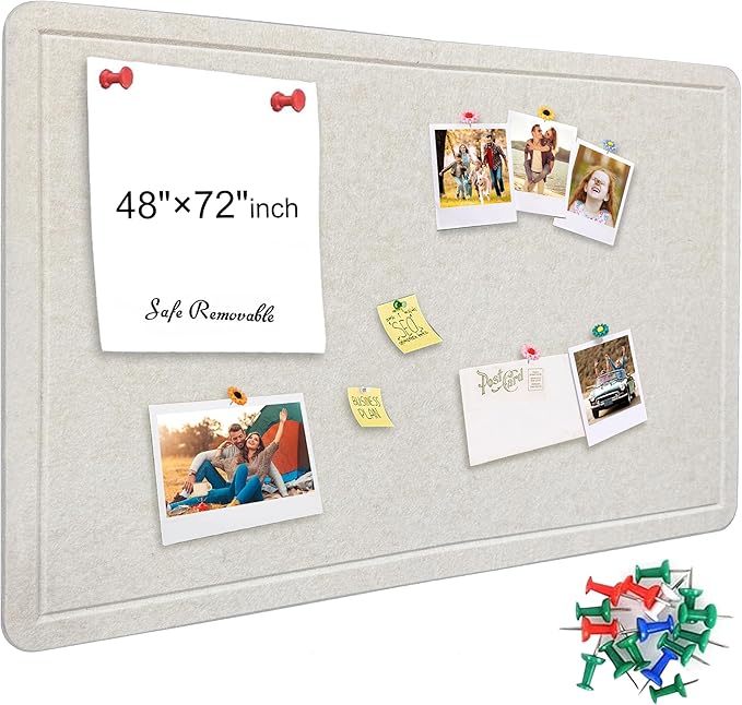 Large Bulletin Board - Foldable 72x48 Inches Cork Board Alternative with 20 Push Pins and 237 Pcs Glitter Letters, 6' x 4' Self-Adhesive Felt Bulletin Board for Wall, Home Office Decor