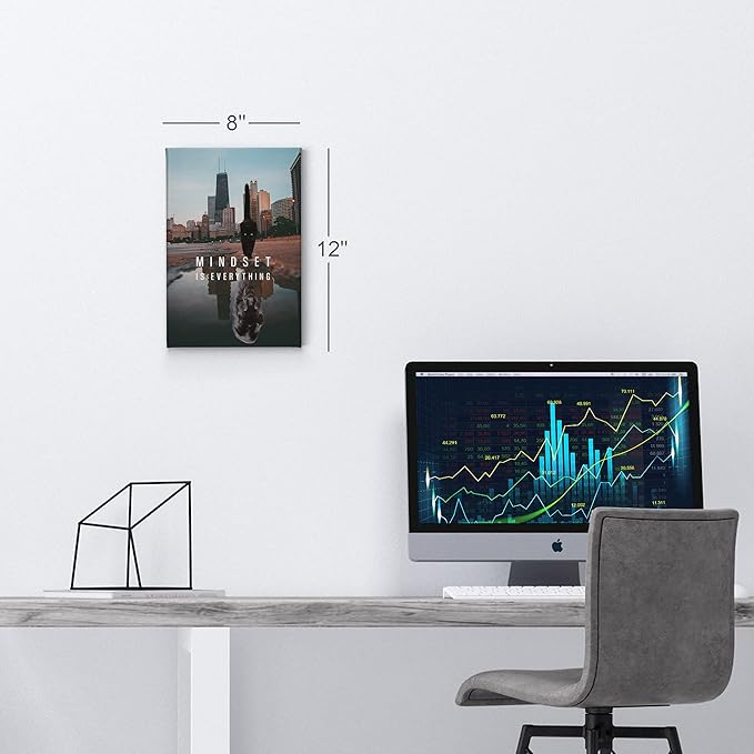 Smile Art Design Mindset is Everyting Black Cat and Panther Motivational Wall Art Canvas Print Inspirational Entrepreneur Quote Office Living Room Decor Gift Ready to Hang 40x30