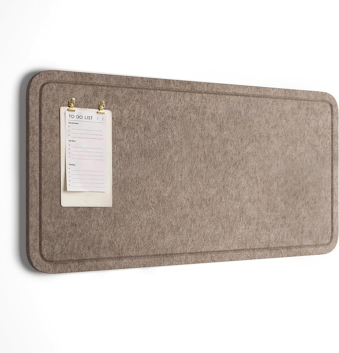 Orelle Felt Bulletin Board | 35 x 18” | Foldable Peel and Stick Felt Board for Wall | Alternative Cork Board for Office, Message Board, Kids Art Display | Mocha
