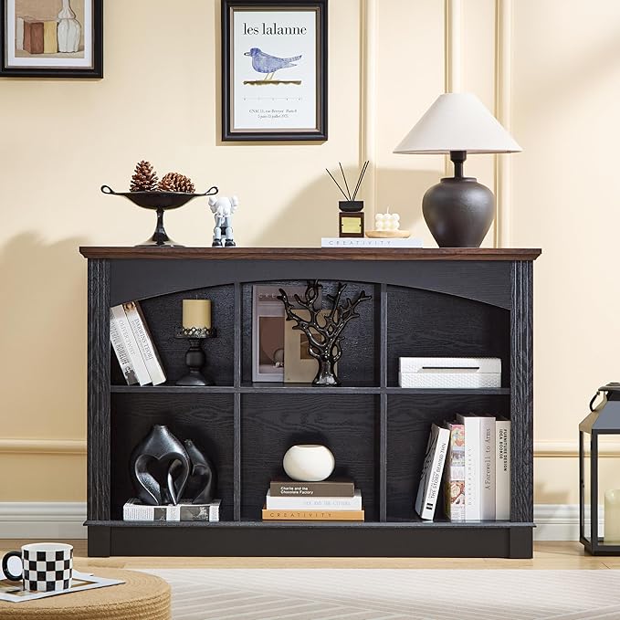 LIDYUK Black Bookshelf, 6-Cube Bookcase and Kids Bookshelf, Wooden Storage Cabinet with Cube Organizer, Modern Book Shelf for Living Room, Office Storage, Display Cabinet