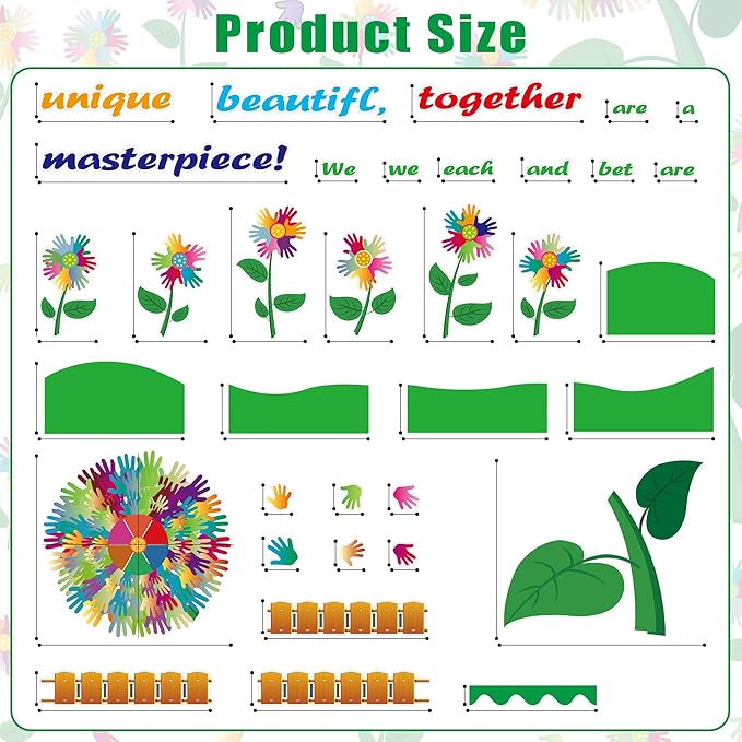 Spring Tree Bulletin Board Set – Watercolor Handprint Flowers Classroom Decor – Colorful Cutouts for Library, Home, Window, Wall Displays – Spring Party Supplies for Teachers