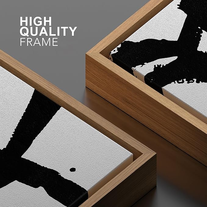 SIGNWIN Framed Canvas Wall Art Organic Black Lines Painting Abstract Brushstroke Canvas Prints Home Artwork Decoration for Living Room,Bedroom - 24x36 inches