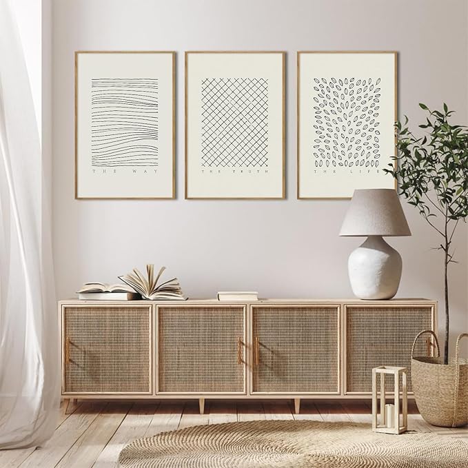 Christian Wall Art Bible Verse Canvas Poster Jesus the Way the Truth the Life Wall Decor Scripture Pictures Minimalist Prints Line Religious Painting Faith Artwork for Living Room 16x24 Inch Unframed