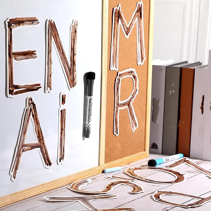 Geyoga 200 Pcs Large 6'' Bulletin Board Letters Font Letter and Punctuation Cutout Combo Set Big Classroom Alphabet Cutout for Bulletin Board Display School Chalkboard Wall Decor (Twigs,Brown)
