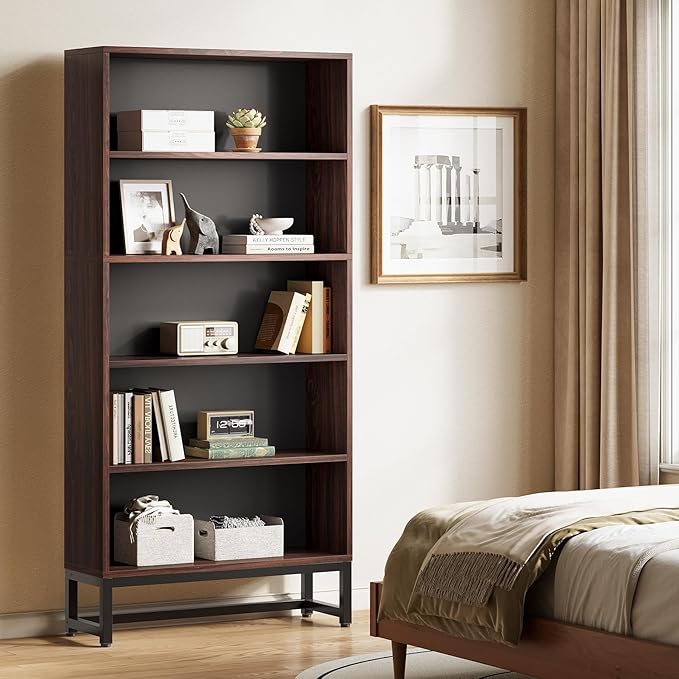 70.8 Inch Tall Bookcase and Bookshelf with Closed Back Shelf, 5-Tier Large Bookcases Organizer with Storage Shelves, Heavy Duty Free-Standing Library Bookcases Shelving Unit for Living Room, Bedroom