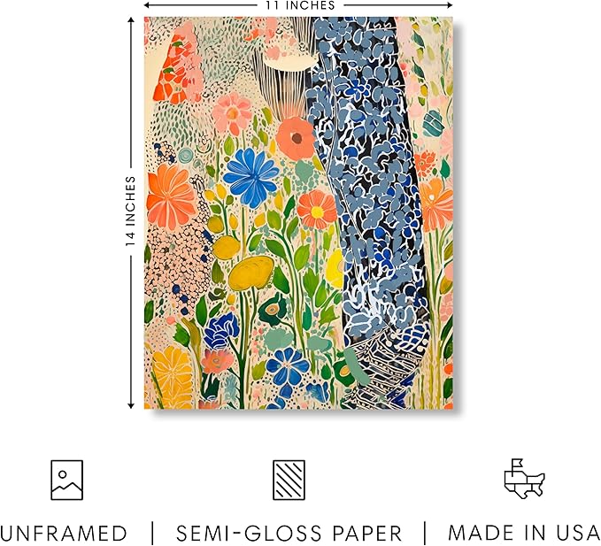 HAUS AND HUES Floral Art Wall Decor - Wildflowers Wall Art for Living Room, Floral Artwork for Bedroom Walls, Flower Painting for College Girls Dorm Room (Spring Florals, Unframed, 11x14)