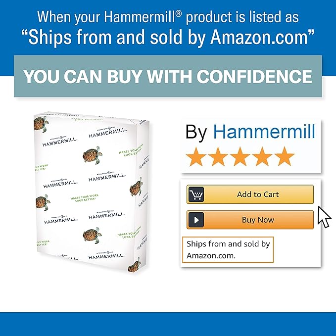 Hammermill Colored Paper, 20 lb Buff Printer Paper, 8.5 x 11-10 Ream (5,000 Sheets) - Made in the USA, Pastel Paper, 103325C
