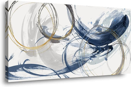 Sxurmtiie Canvas Wall Art Abstract Art Paintings Blue Fantasy Colorful Graffiti on White Background 32inchx48inch Modern Artwork Wall Decor for Living Room Bedroom Kitchen