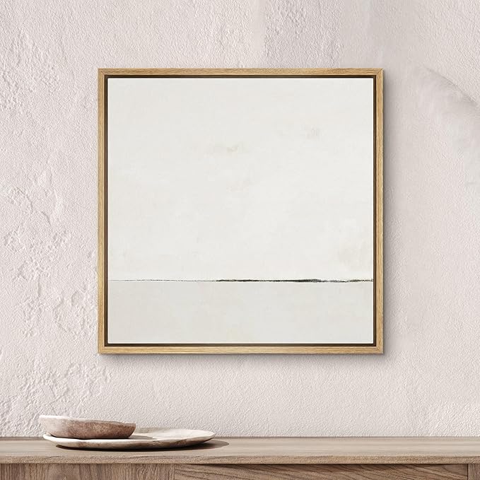 SIGNWIN Framed Canvas Print Wall Art Watercolor Abstract White Landscape Nature Shapes Illustrations Modern Art Decorative Minimal for Living Room, Bedroom, Office - 24"x24" Natural
