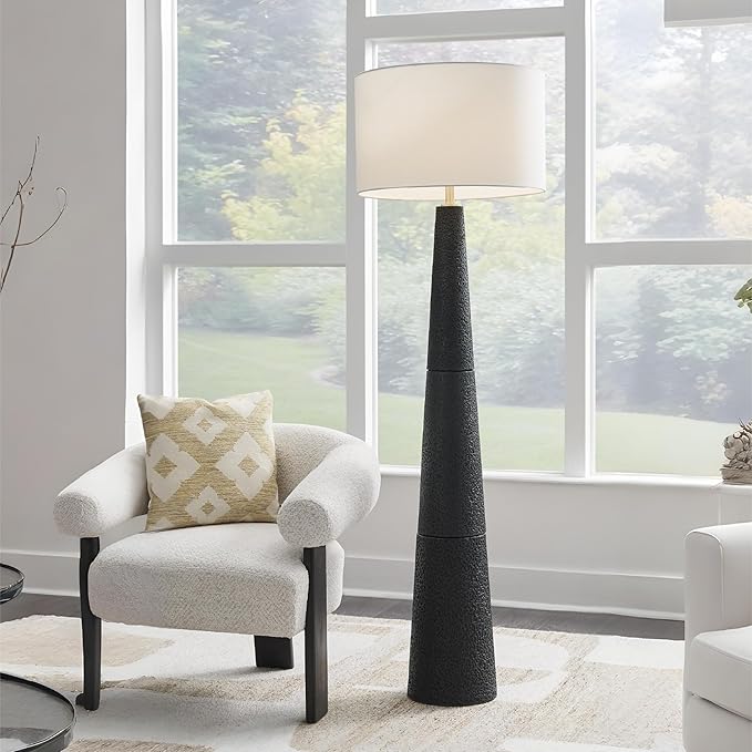 Signature Design by Ashley Hallburg Modern Textured Polyresin Floor Lamp with 3-Way Switch, Black