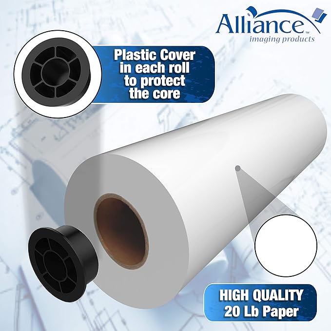 Alliance Wide Format Paper 24" x 500' Rolls Bond Engineering (20lb | 2 Rolls, 24 In x 500 Ft | 3" Core)