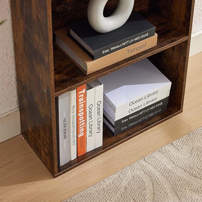 Tall Bookshelves with Cabinet, Office Storage Cabinets and Bookshelf, 5-Tier Wooden Bookcase with Storage, Floor Standing Display Cabinet Shelves for Living Room, Home Office, Brown
