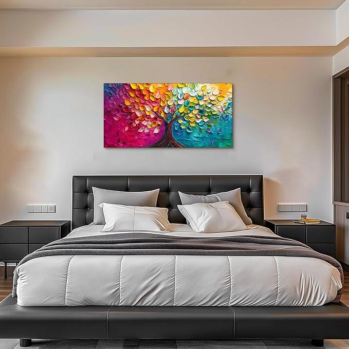 SERIMINO Tree of Life Large Wall Art, Abstract Colorful Tree Canvas Painting, Nature Plant Artwork for Walls, Red Teal Aesthetic Wall Decor Living Room Bedroom, Modern Office Decor Art Prints 20"X40"