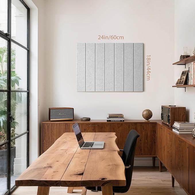 Bulletin Board, 24 x 18 inches Felt Board Decorative Pin Board, 4' x 3' Cork Board Alternative for Wall, Foldable Photo Board with 20 Pushpins - Light Gray Stripes
